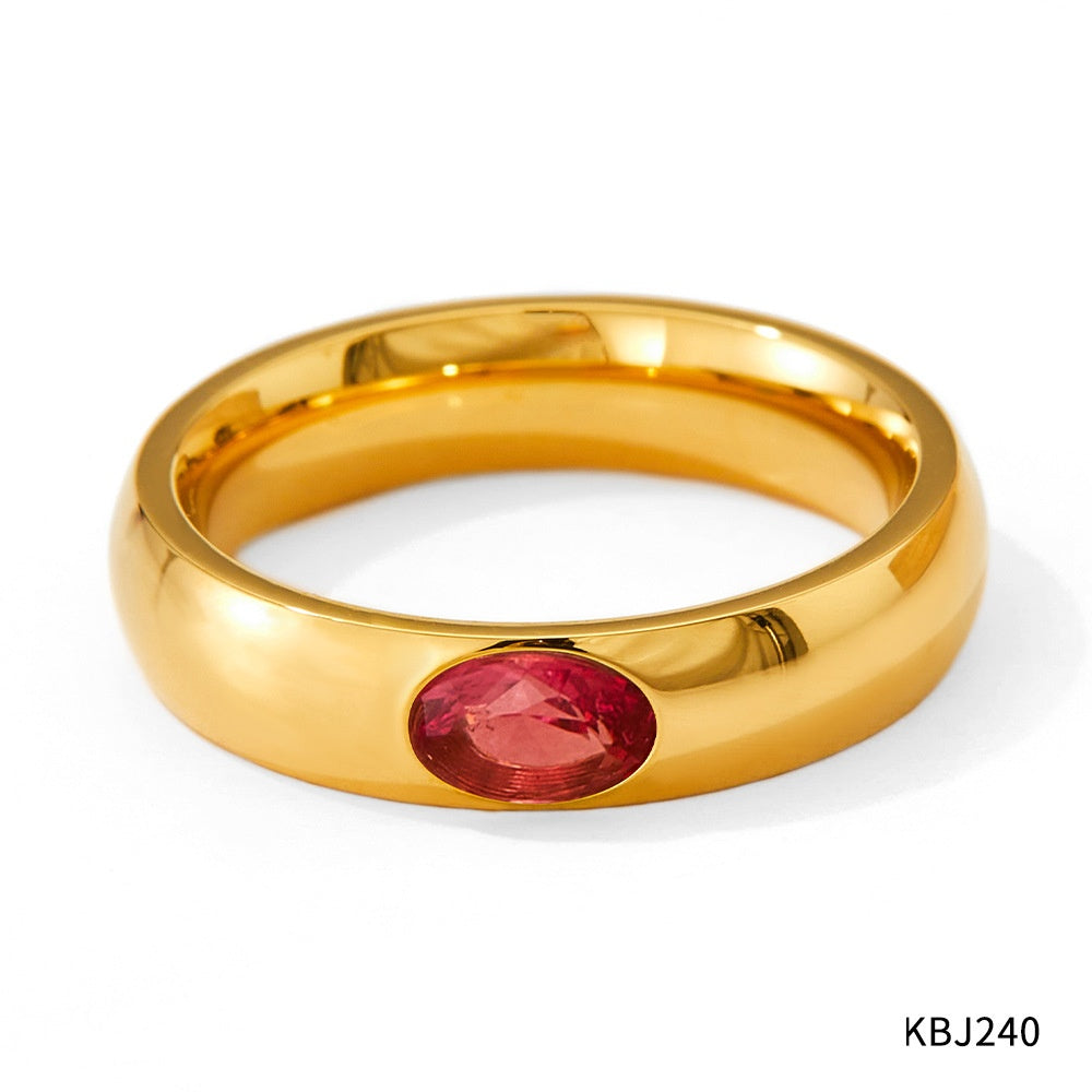 Glossy Vintage Ring with Micro-inlaid Zircon Stones