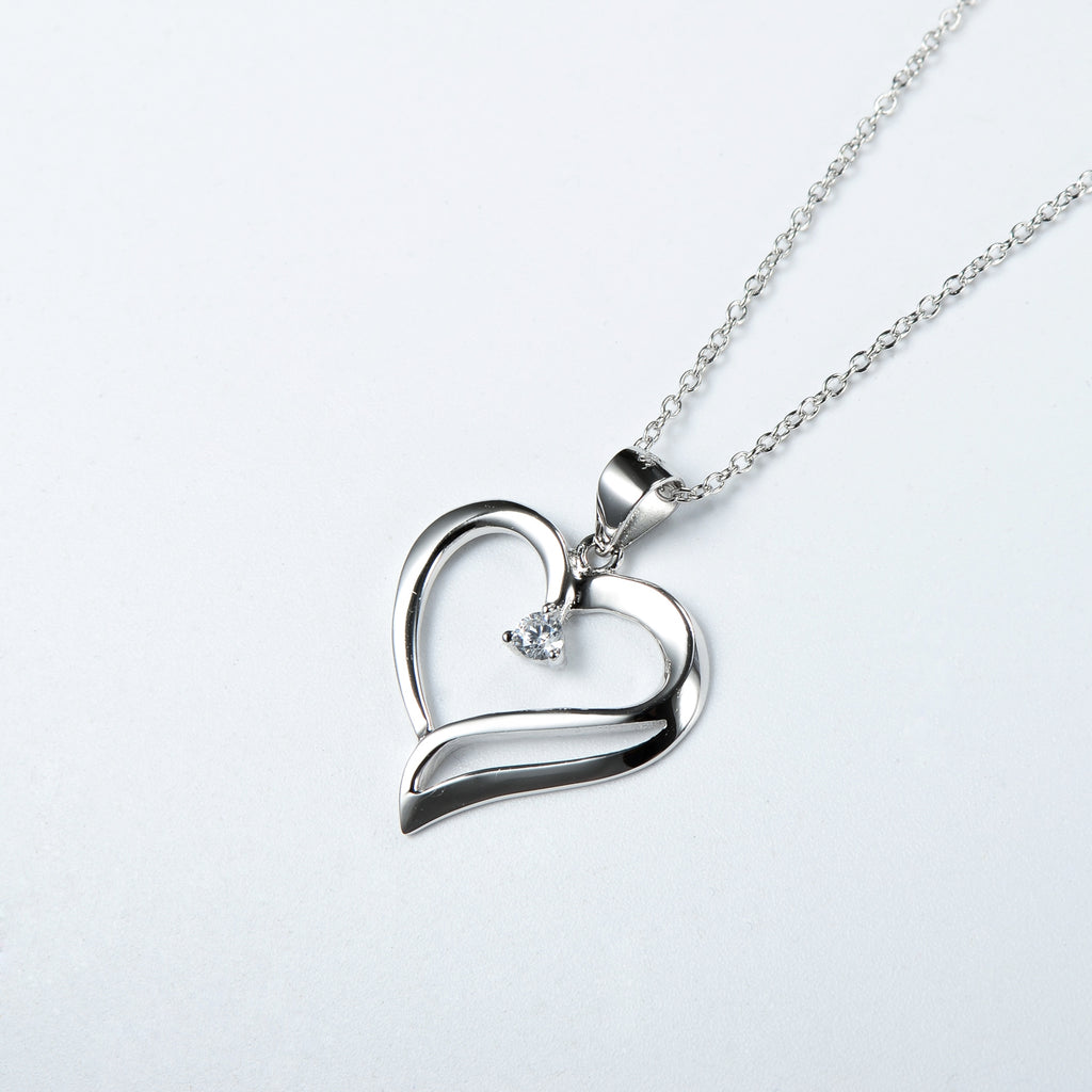 Heart-Shaped Necklace with 925 Sterling Silver Pendant