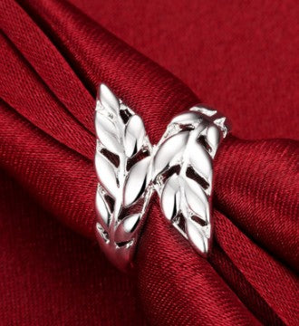 Silver Feather Leaf Ring