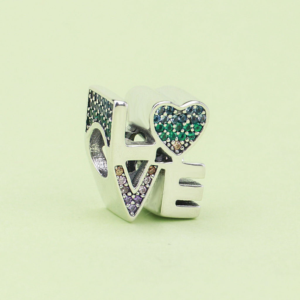 S925 Silver Beads Colorful Love Rainbow DIY Charms