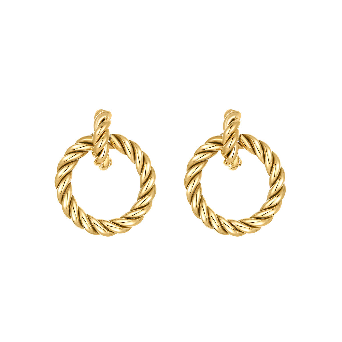 Titanium Steel Gold-Plated Hollow Crescent Earrings
