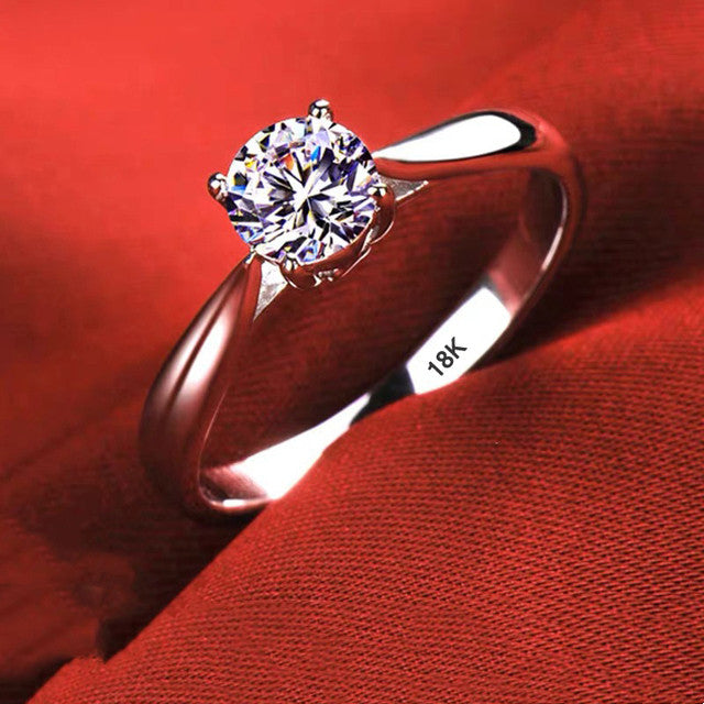 Round Cut Zircon Platinum Ring