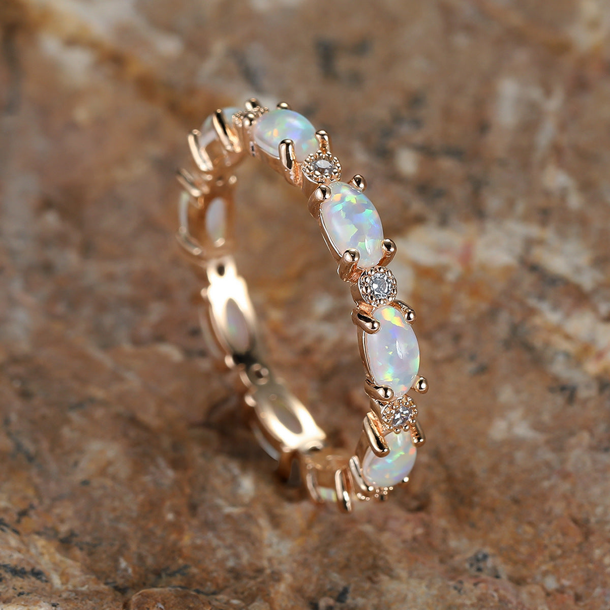 Platinum Heart-Shaped Diamond Opal Ring