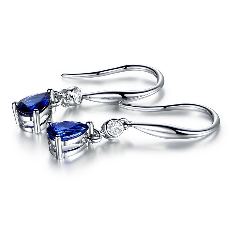 Elegant Platinum-Plated Colorful Faux Sapphire Earrings