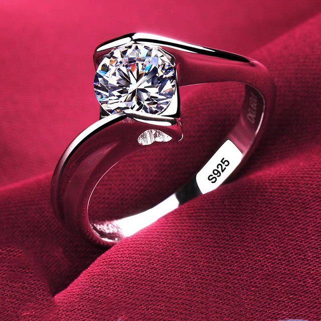 Round Cut Zircon Platinum Ring