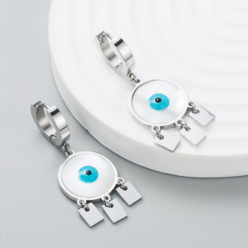 Titanium Steel Earrings with Shell Design, Colorfast