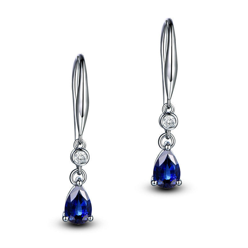 Elegant Platinum-Plated Colorful Faux Sapphire Earrings