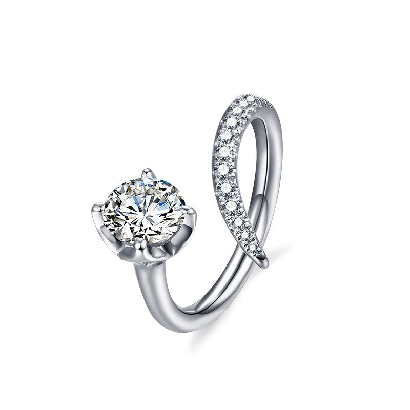 Platinum Mosang Diamond Small Design Ring