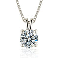 Platinum Plated Pendant with Round Zirconia Necklace